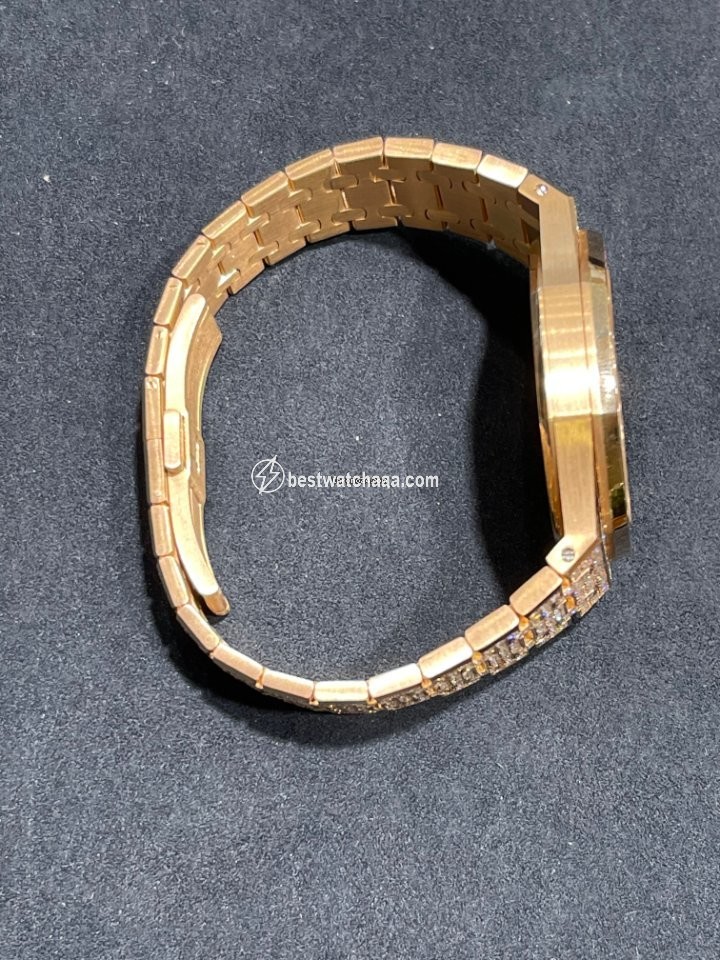 IMG_9081 Audemars Piguet Royal Oak Mens watch Unisex Automatic Rose gold 15413OR.YY.1220OR.01 Replica 5