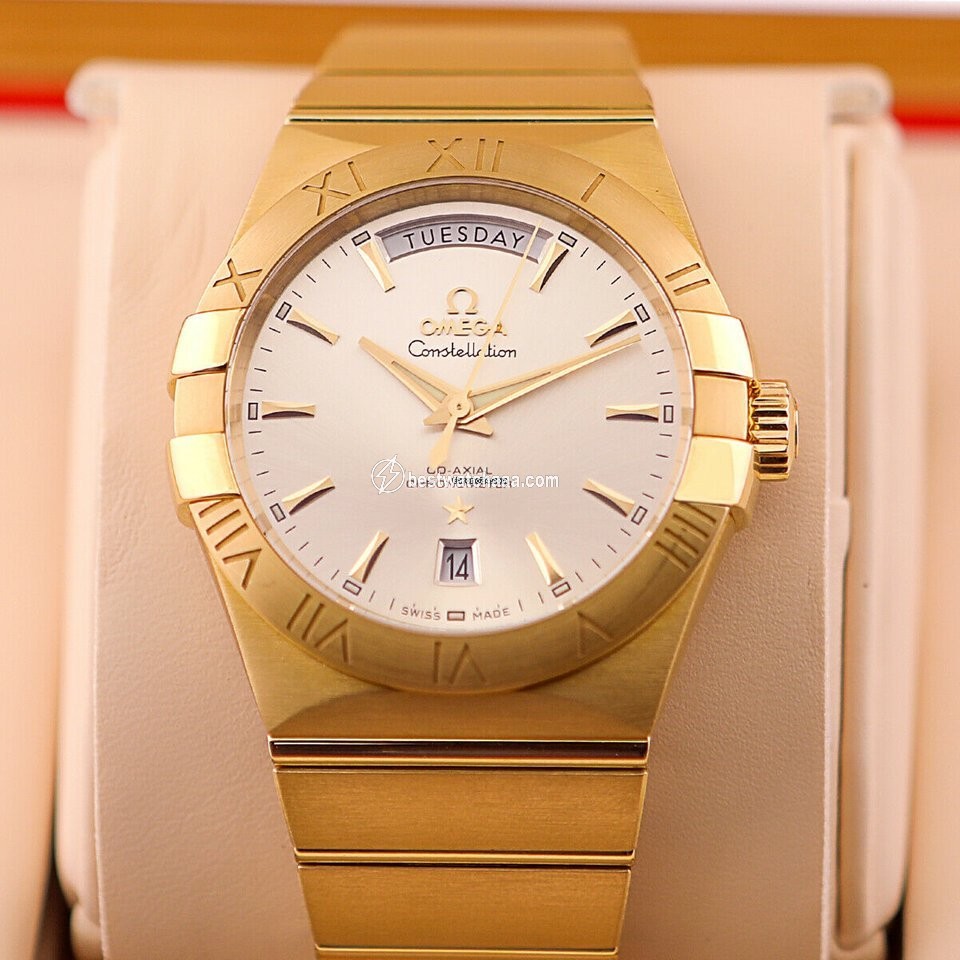 IMG_9081 Omega Constellation Day-Date Mens watch Unisex Automatic Yellow gold 123.50.38.22.02.002 Replica 5