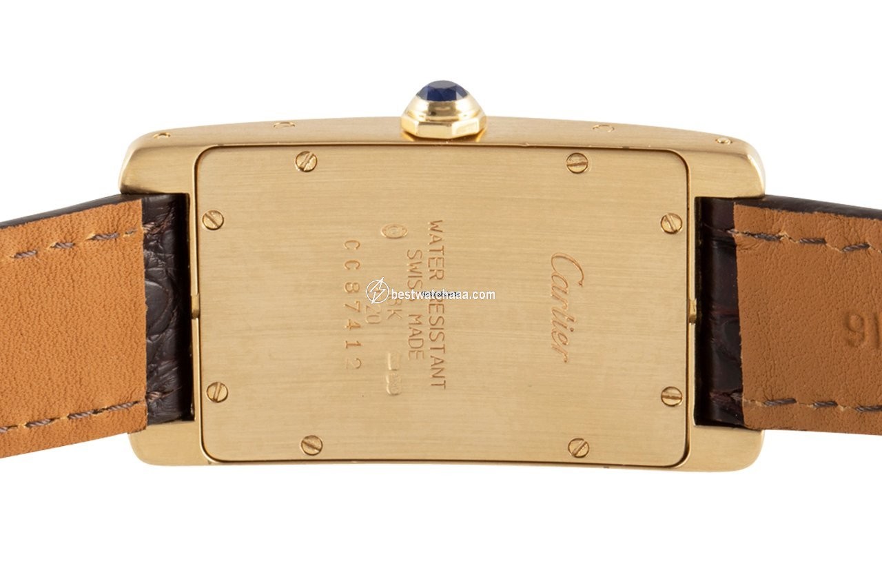 IMG_9081 Cartier Tank Americaine Mens watch Unisex Quartz Yellow gold 1720 Replica 5