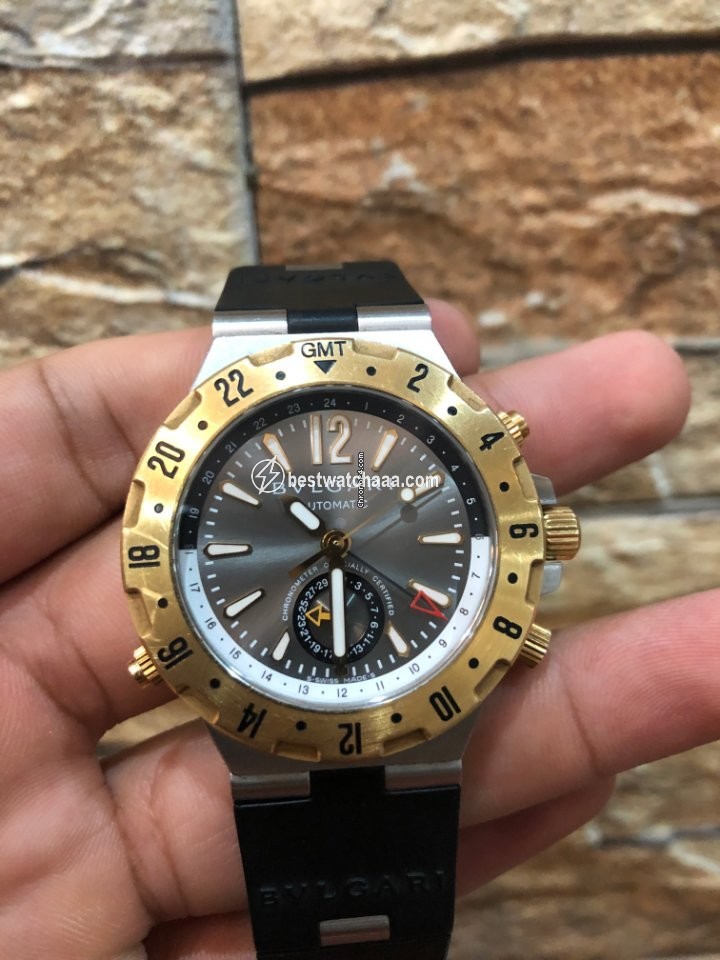 IMG_9081 Bulgari Diagono Mens watch Unisex Automatic Yellow gold GMT 40 G Replica 5