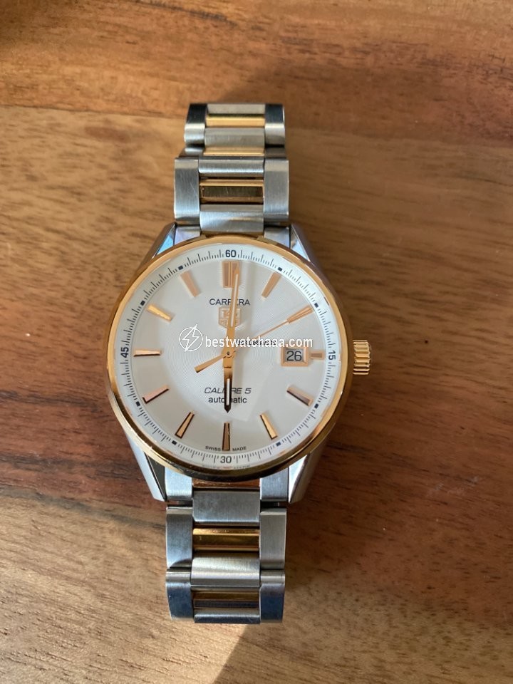 IMG_9081 TAG Heuer Carrera Calibre 5 Mens watch Unisex Automatic Gold Steel war215d.bd0784 Replica 5