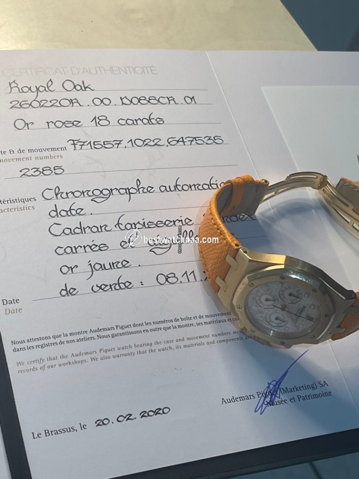 IMG_9081 Audemars Piguet Royal Oak Chronograph Mens watch Unisex Automatic Rose gold F 71557 Replica 5