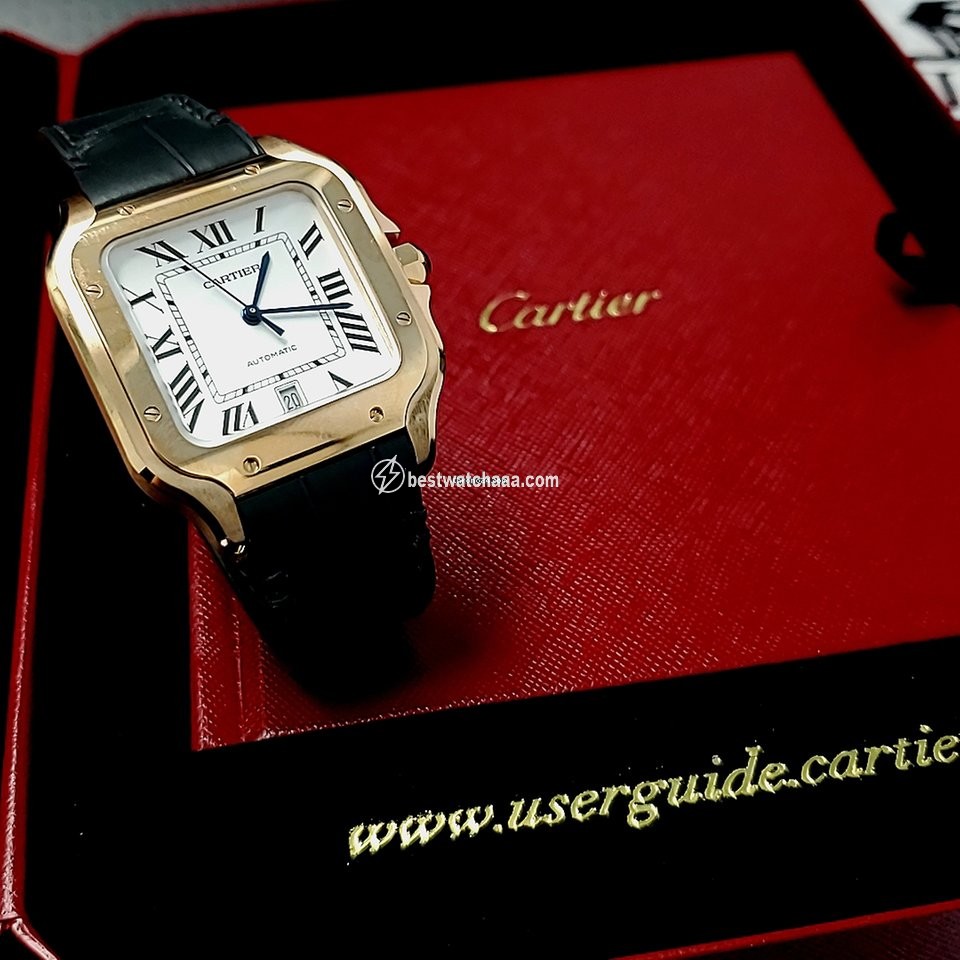 IMG_9081 Cartier Santos Mens watch Unisex Automatic Rose gold WGSA0019 Replica 5