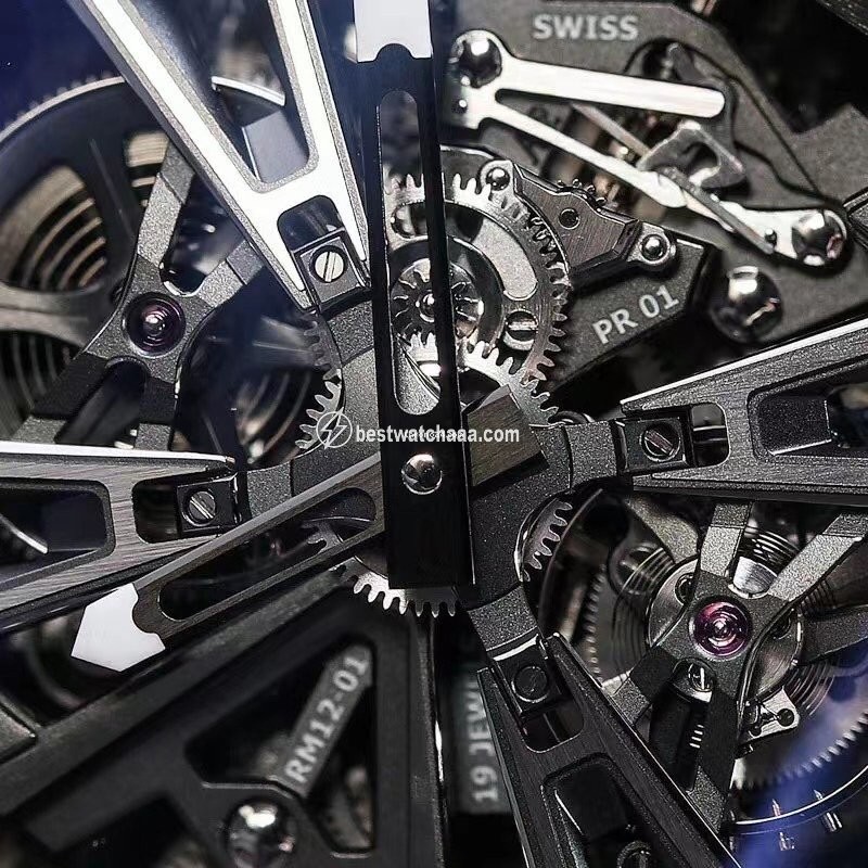 IMG_9081 Richard Mille Mens watch Unisex Automatic Carbon Richard Mille Tourbillon Black Quartz Tpt RM 12-01 Replica 5