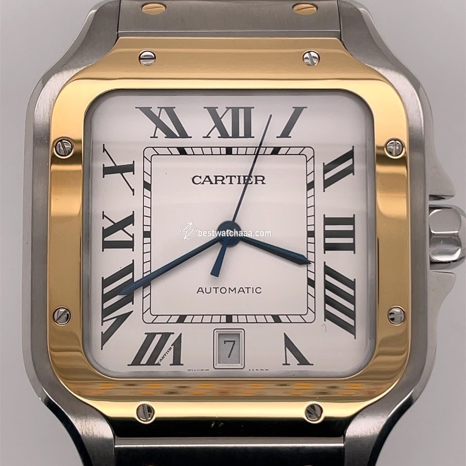IMG_9081 Cartier Santos Mens watch Unisex Automatic Gold Steel W2SA0006 Replica 5