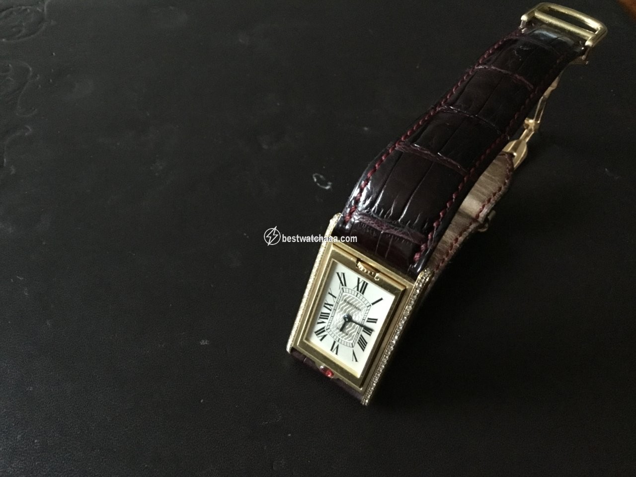 IMG_9081 Cartier Mens watch Unisex Quartz Yellow gold 2480 Replica 5