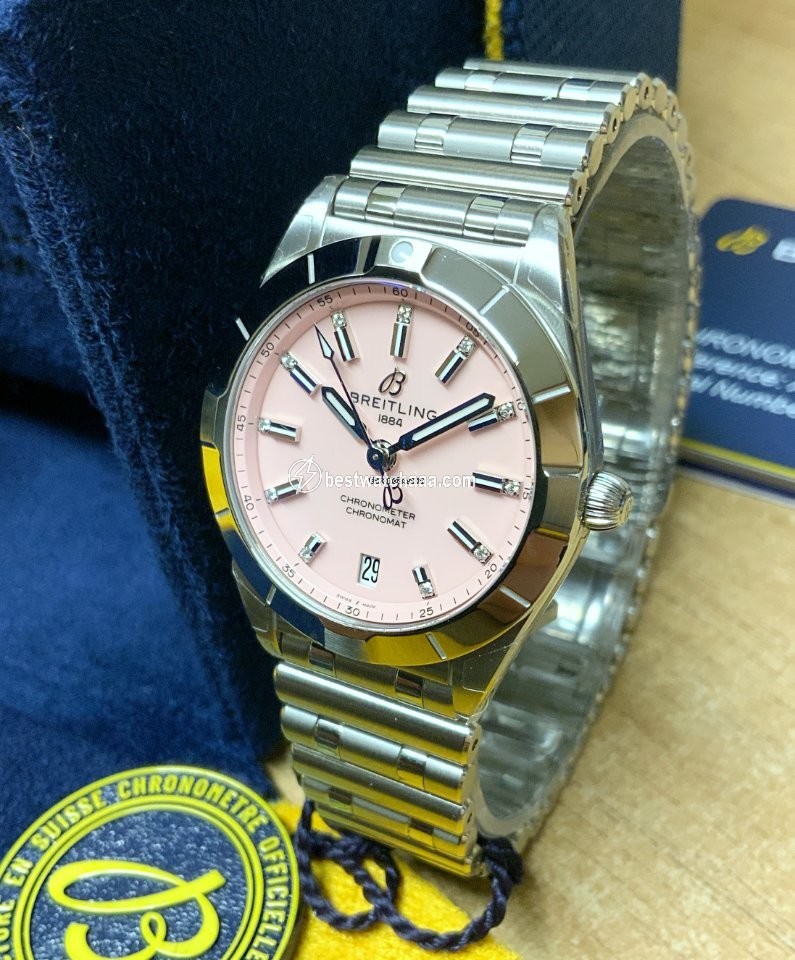 IMG_9081 Breitling Chronomat Womens watch Quartz Steel A77310101K1A1 Replica 5