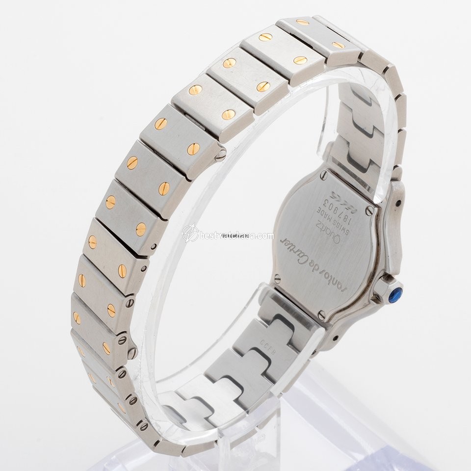IMG_9081 Cartier Santos Womens watch Quartz Gold Steel 187903 Replica 5