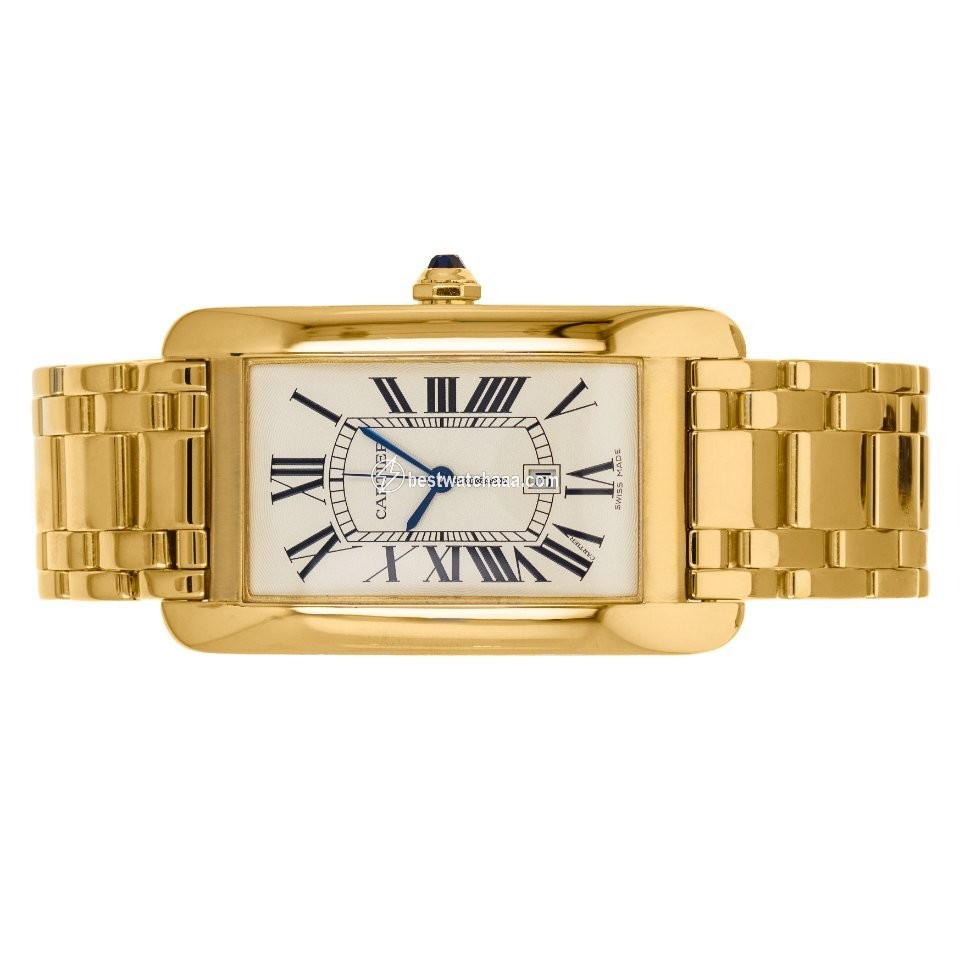 IMG_9081 Cartier Tank Americaine Mens watch Unisex Automatic Yellow gold W26031K2 1740 Replica 5