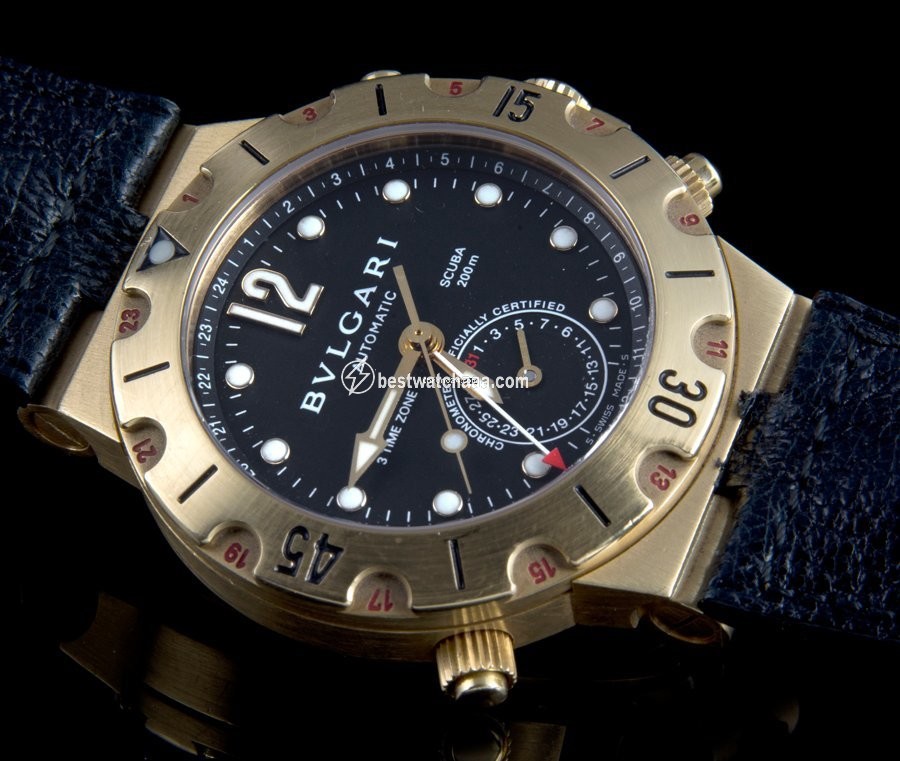 IMG_9081 Bulgari Diagono Mens watch Unisex Automatic Yellow gold SD 38 G GMT Replica 5