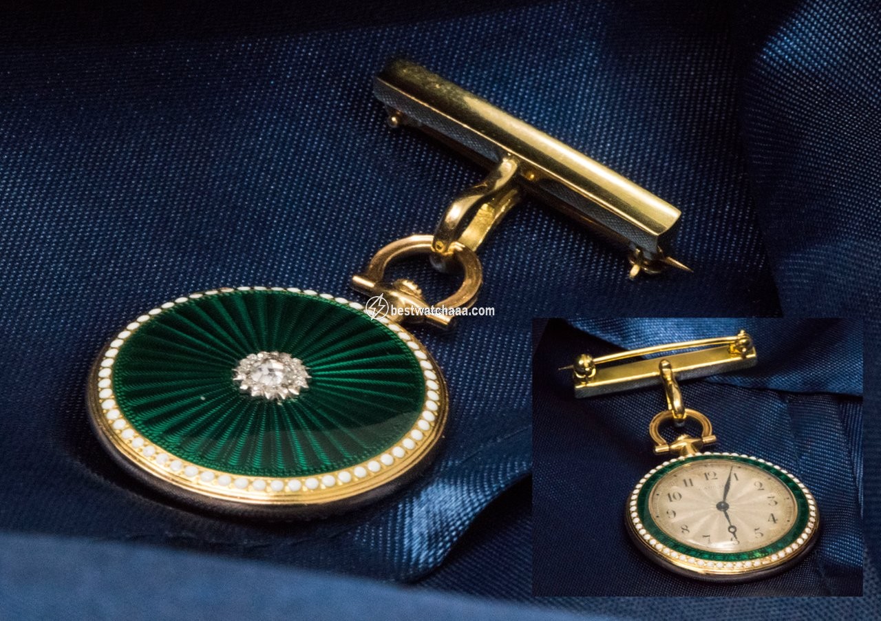 IMG_9081 Cartier Mens watch Unisex Manual winding Yellow gold CARTIER 1910 Rare Enamel Diamond 18kt Gold Pocket Watch Replica 5