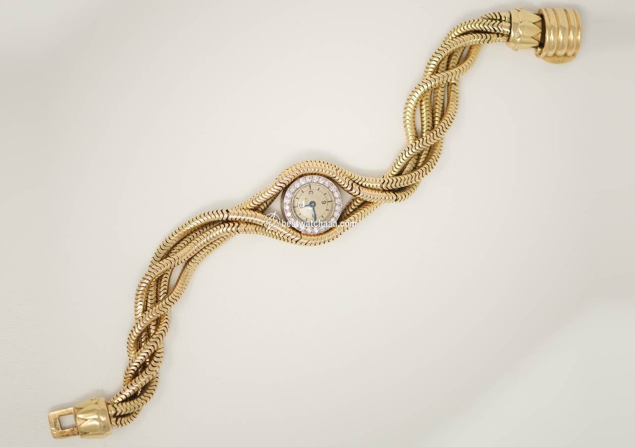 IMG_9081 Cartier Womens watch Manual winding Yellow gold RARE 1940S DIAMOND SET PLATINUM, 18KT YG TRIPLE TWIST WATCH Replica 5
