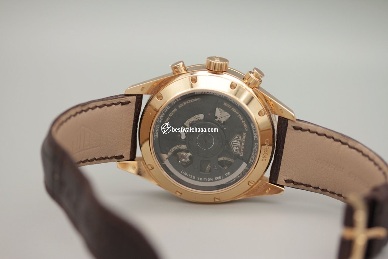 IMG_9081 TAG Heuer Carrera Mikrograph Mens watch Unisex Automatic Rose gold Tag Heuer Mikrograph Replica 6