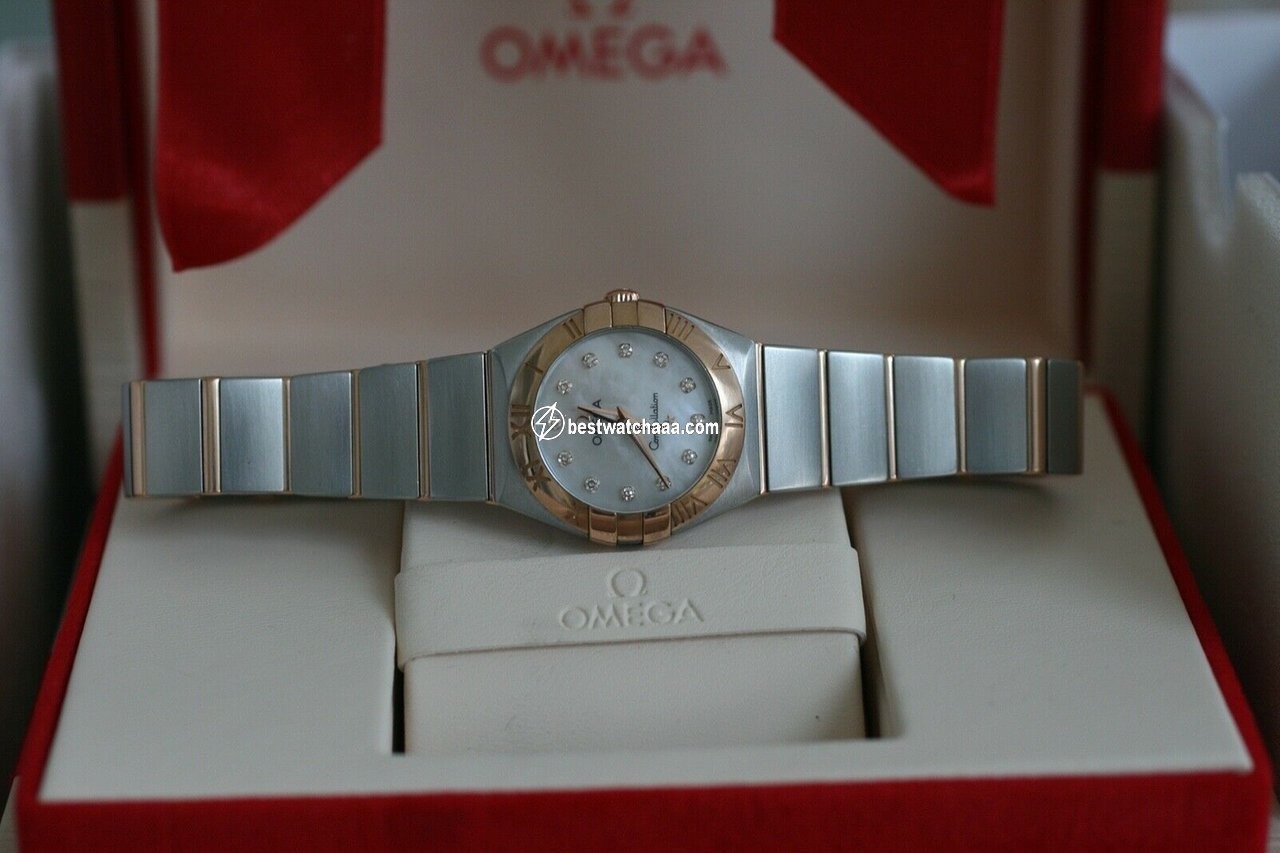 IMG_9081 Omega Constellation Quartz Womens watch Quartz Gold Steel 123.20.24.60.55.001 Replica 6