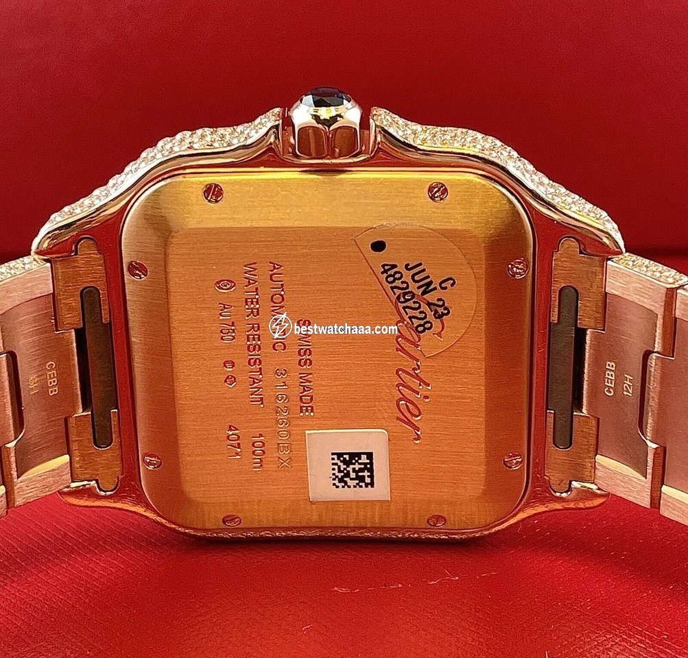 IMG_9081 Cartier Santos Mens watch Unisex Automatic Rose gold WGSA0009 Replica 6