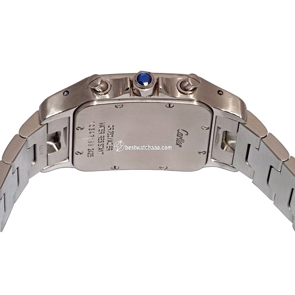 IMG_9081 Cartier Santos Mens watch Unisex Quartz Gold Steel 2425 Replica 6