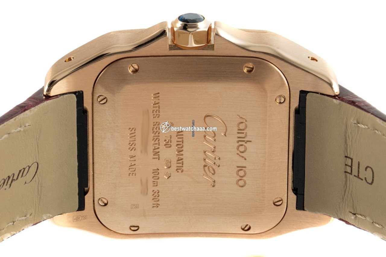 IMG_9081 Cartier Santos 100 Mens watch Unisex Automatic Yellow gold 2879 Replica 6