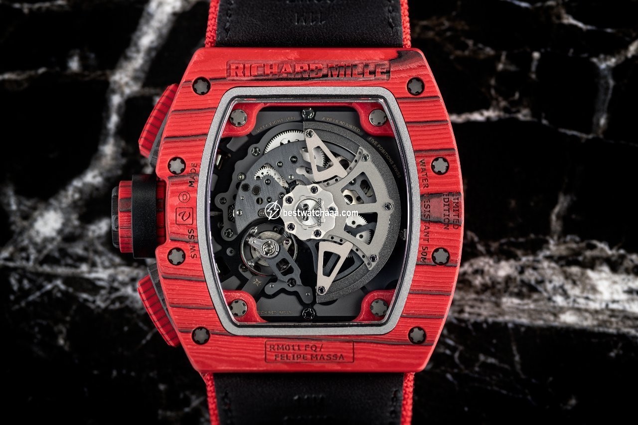 IMG_9081 Richard Mille RM 011 Mens watch Unisex Automatic Carbon RM 011 Red TPT Replica 6
