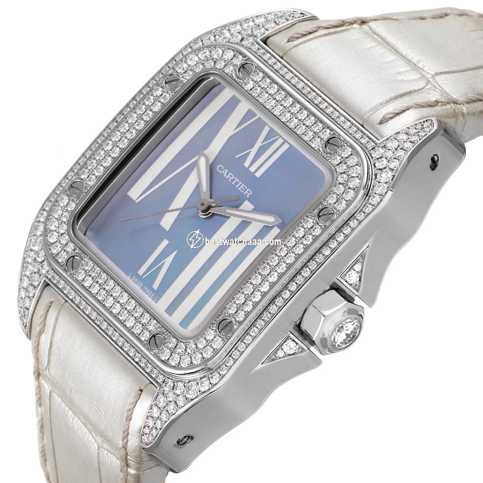 IMG_9081 Cartier Santos 100 Womens watch Automatic White gold WM503251 Replica 6