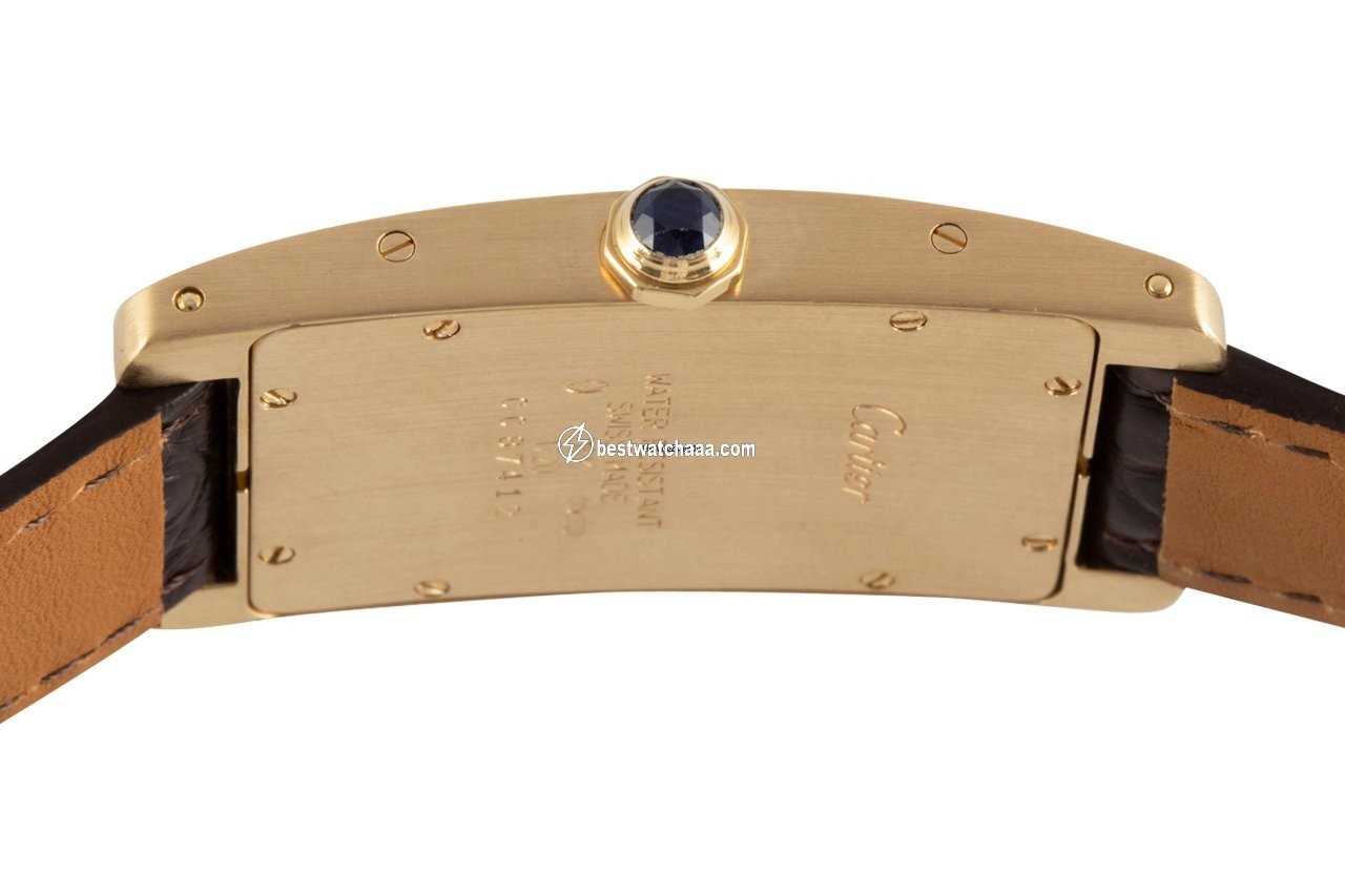 IMG_9081 Cartier Tank Americaine Mens watch Unisex Quartz Yellow gold 1720 Replica 6