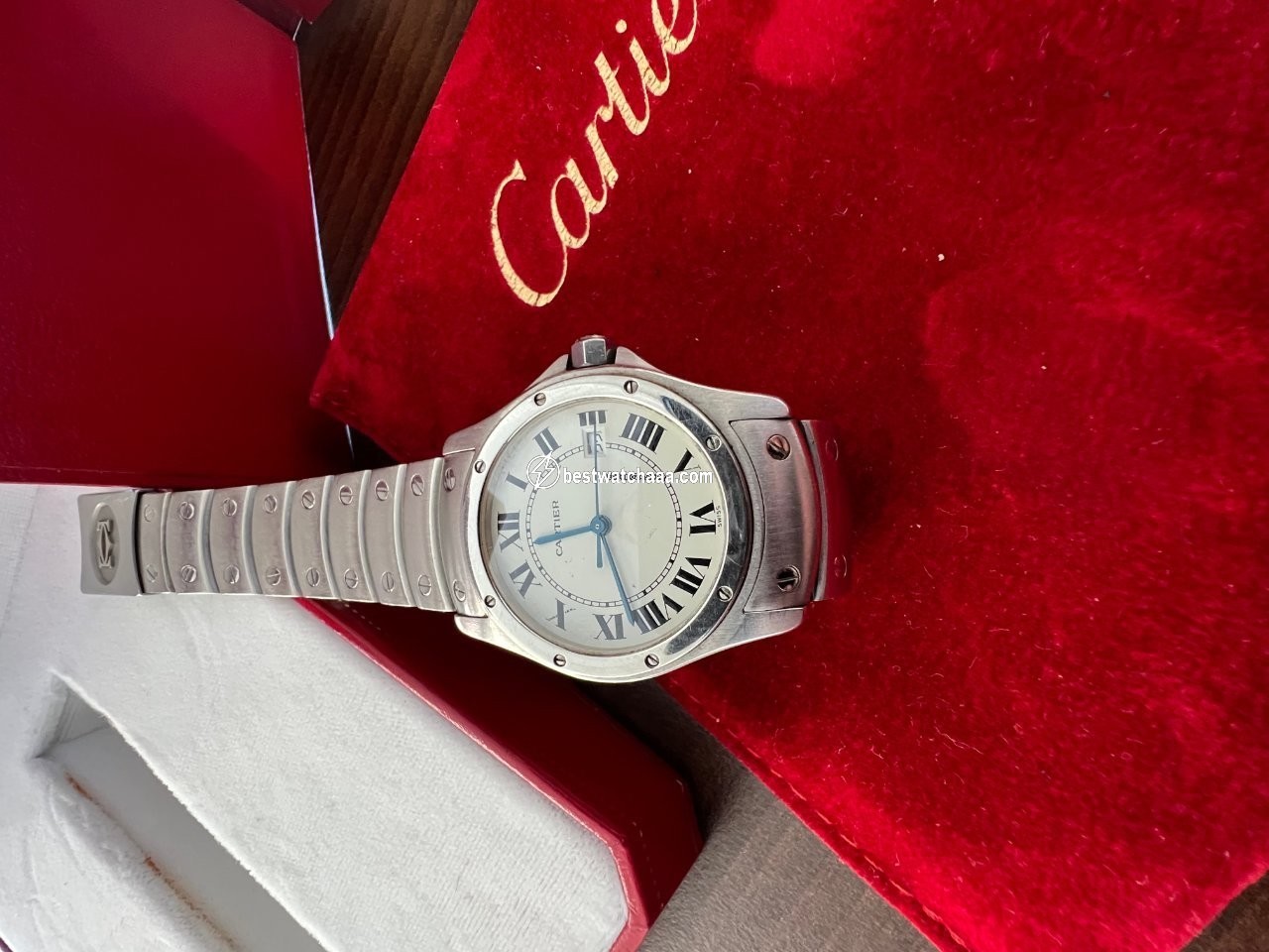 IMG_9081 Cartier Santos Mens watch Unisex Quartz Steel 1561.1 Replica 6