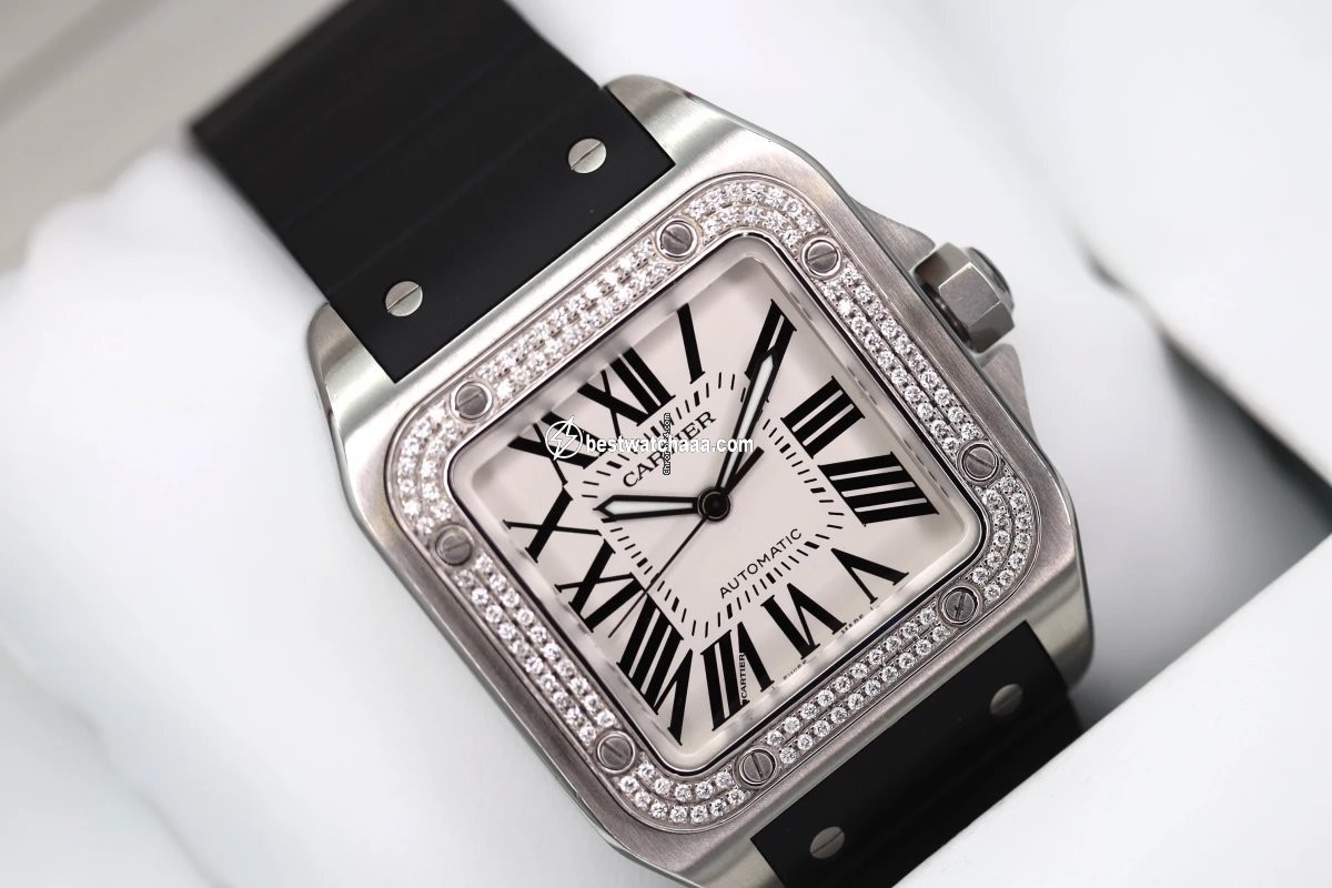 IMG_9081 Cartier Santos 100 Mens watch Unisex Automatic Steel 2656 Replica 6