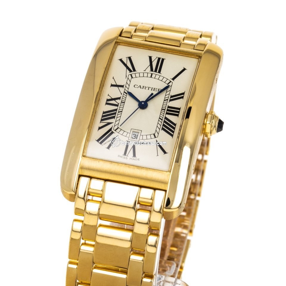 IMG_9081 Cartier Tank Americaine Mens watch Unisex Automatic Yellow gold W26031K2 1740 Replica 6