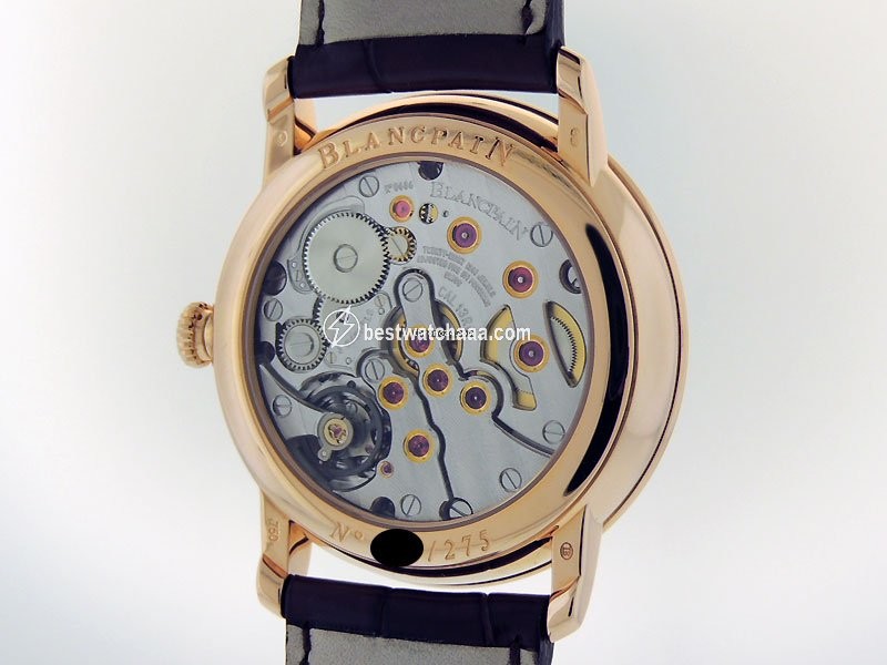 IMG_9081 Blancpain Villeret Mens watch Unisex Manual winding Rose gold 6613.3631.55B Replica 7