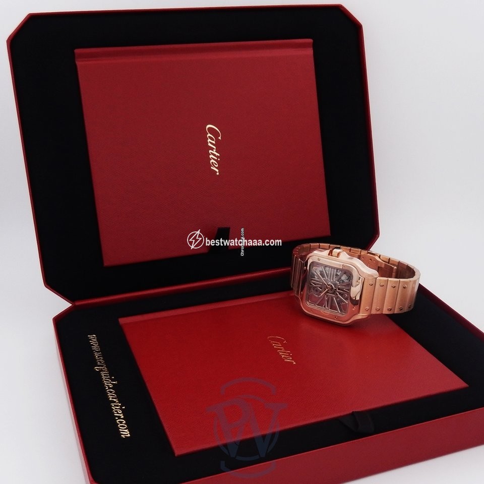 IMG_9081 Cartier Santos Mens watch Unisex Manual winding Rose gold WHSA0008 Replica 7