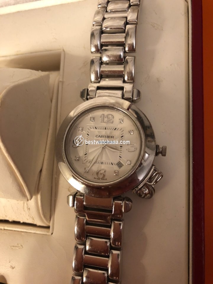 IMG_9081 Cartier Pasha Womens watch Automatic White gold 2528 Replica 7
