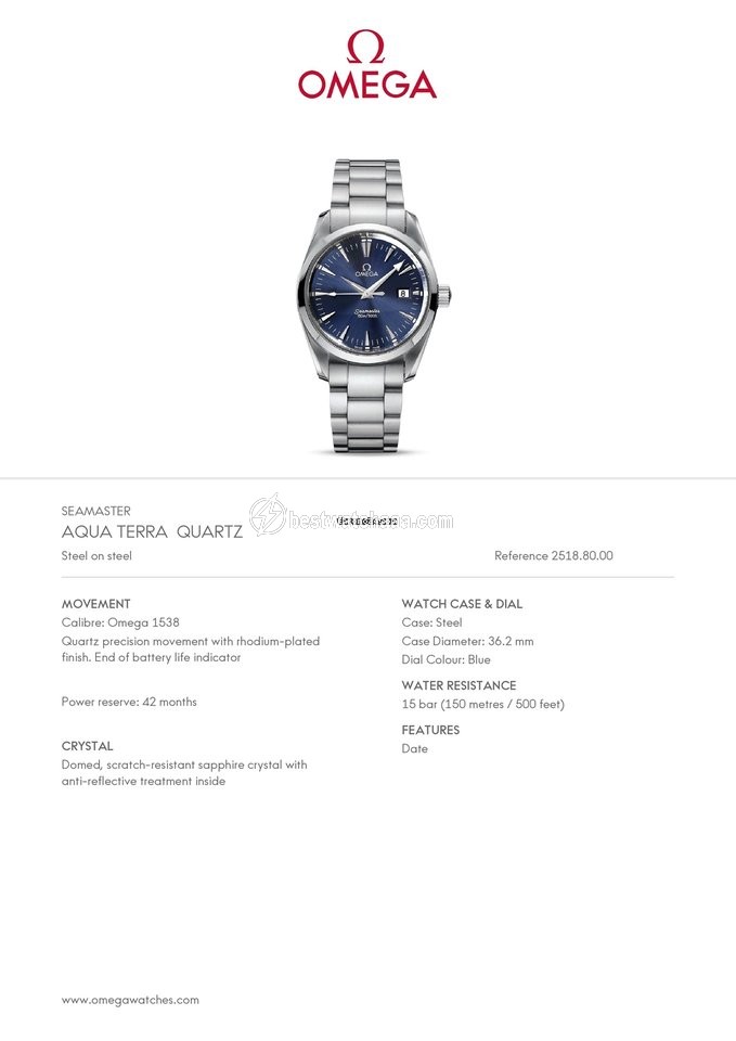IMG_9081 Omega Seamaster Aqua Terra Mens watch Unisex Quartz Steel 2518.80 Replica 7