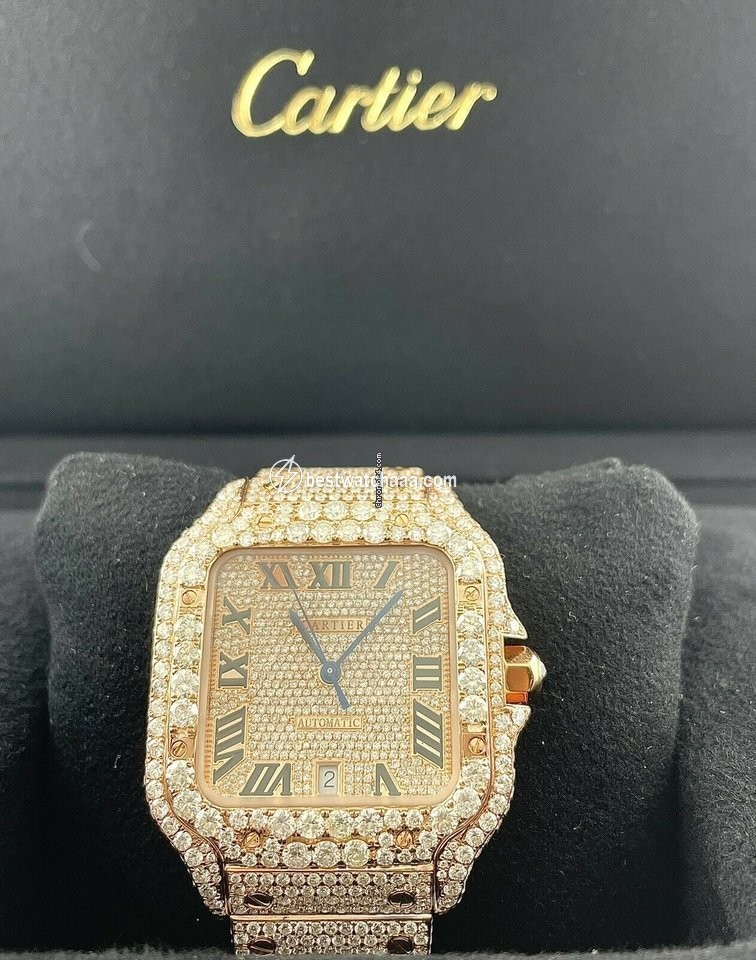 IMG_9081 Cartier Santos Mens watch Unisex Automatic Rose gold WGSA0009 Replica 7
