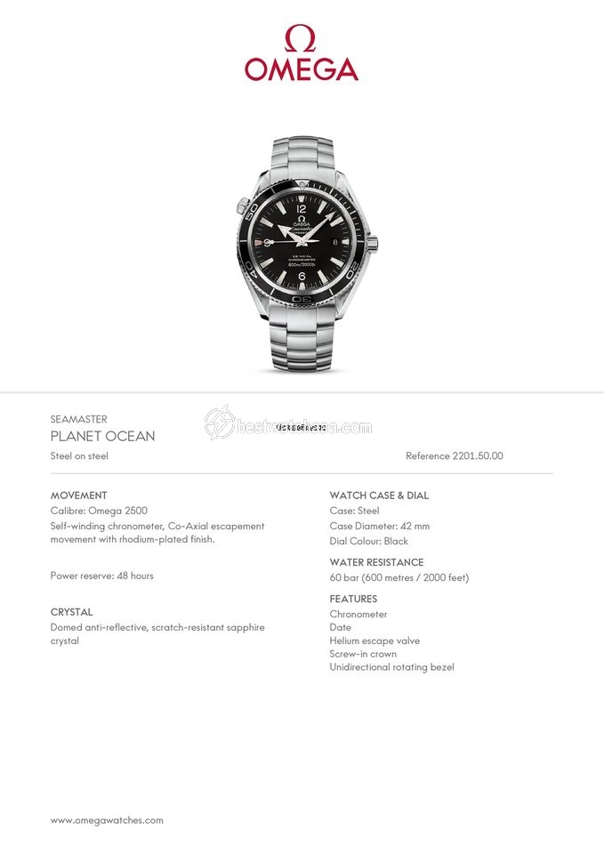 IMG_9081 Omega Seamaster Planet Ocean Mens watch Unisex Automatic Steel 2201.50 Replica 7