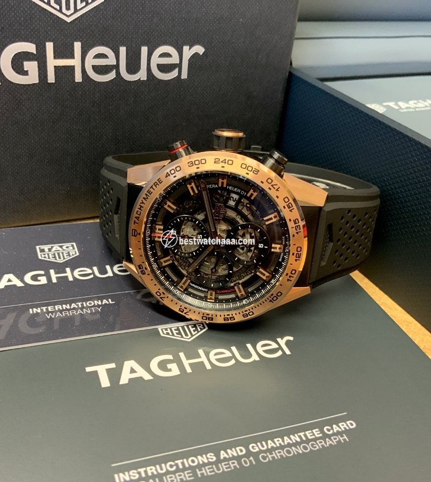 IMG_9081 TAG Heuer Carrera Mens watch Unisex Automatic Rose gold CAR205B.FT6087 Replica 7