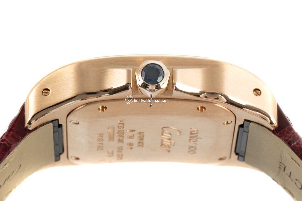 IMG_9081 Cartier Santos 100 Mens watch Unisex Automatic Yellow gold 2879 Replica 7