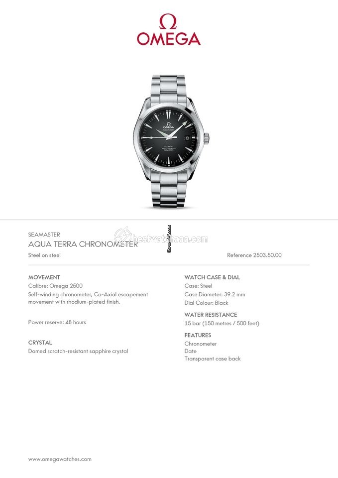 IMG_9081 Omega Seamaster Aqua Terra Mens watch Unisex Automatic Steel 2503.50 Replica 7