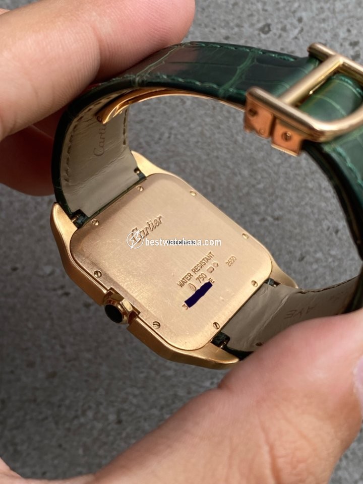 IMG_9081 Cartier Santos Dumont Mens watch Unisex Manual winding Rose gold 2650 Replica 7