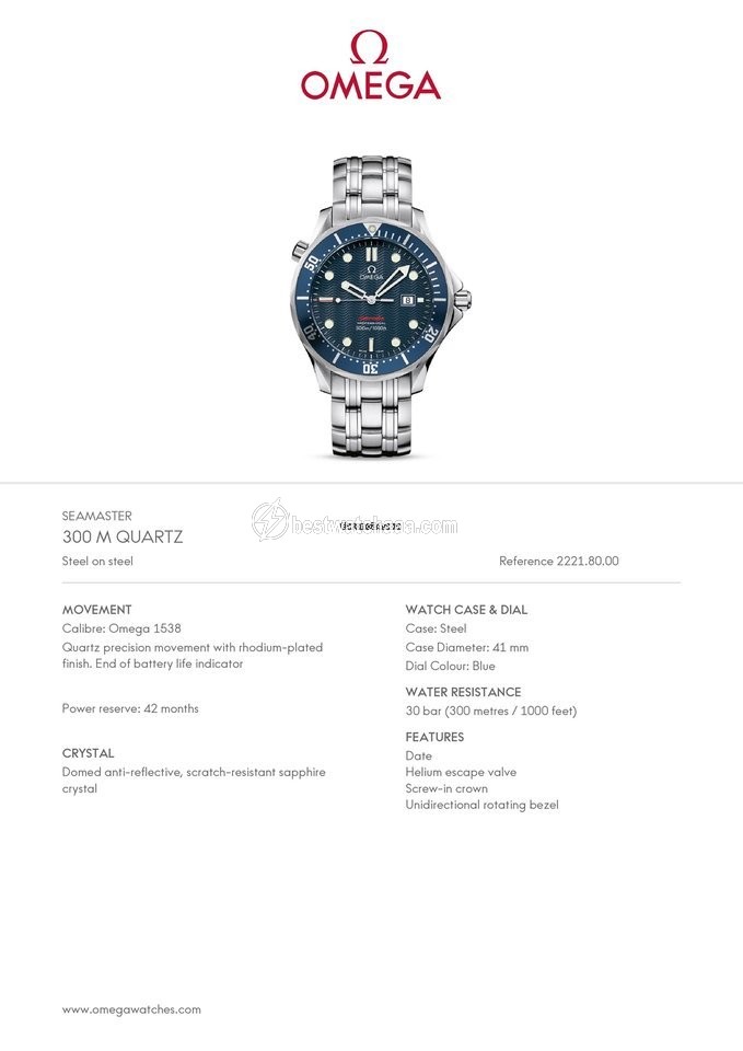 IMG_9081 Omega Seamaster Mens watch Unisex Quartz Steel 2221.80 Replica 7