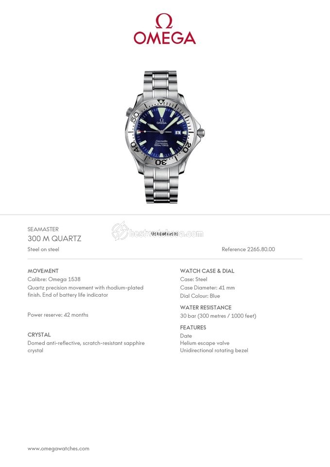 IMG_9081 Omega Seamaster Mens watch Unisex Quartz Steel 2265.80 Replica 7