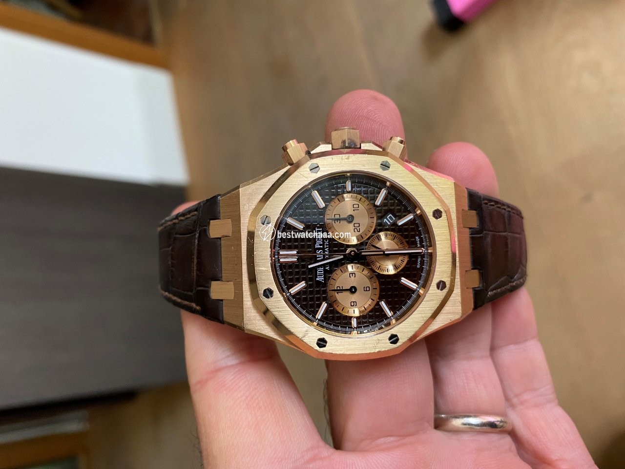 IMG_9081 Audemars Piguet Royal Oak Chronograph Mens watch Unisex Automatic Rose gold 263310R.00D821CR.01 Replica 7
