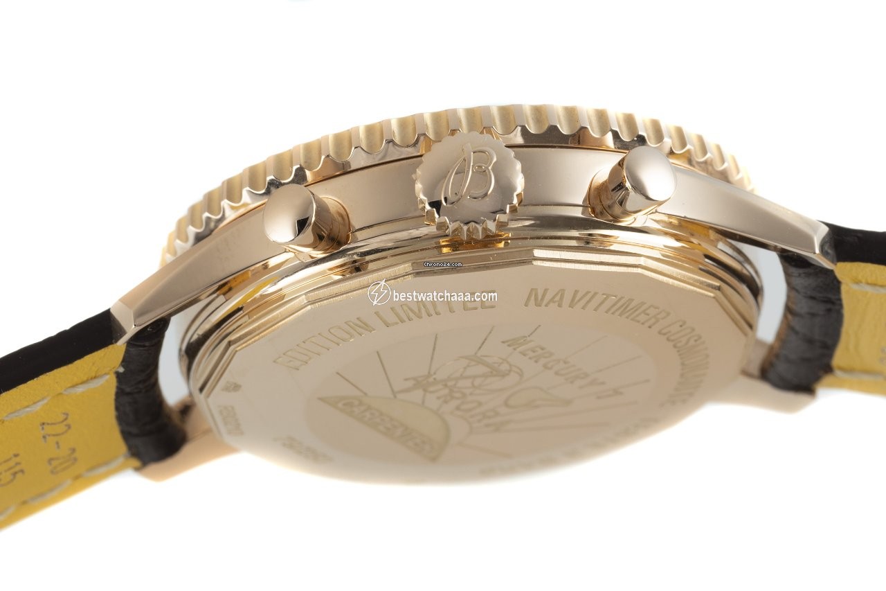 IMG_9081 Breitling Navitimer Cosmonaute Mens watch Unisex Manual winding Red gold RB0210 Replica 7