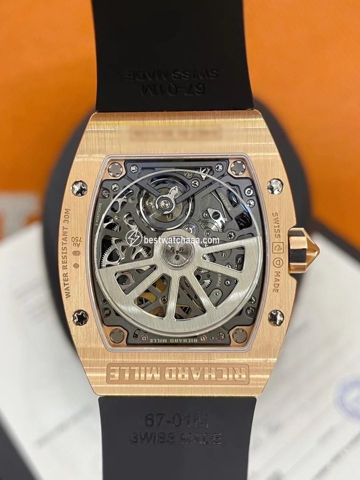 IMG_9081 Richard Mille RM 67 Mens watch Unisex Automatic Rose gold Richard Mille Extra Flat RM67-01 RG Replica 7