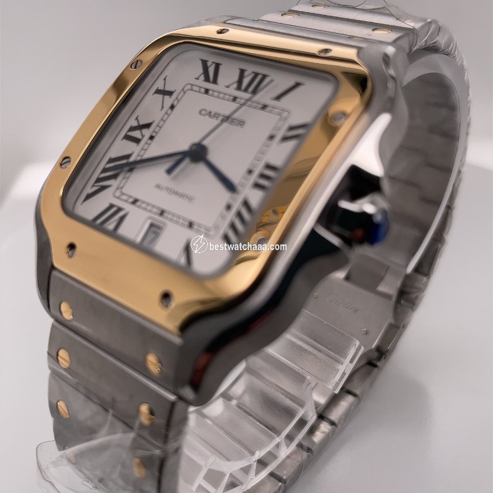 IMG_9081 Cartier Santos Mens watch Unisex Automatic Gold Steel W2SA0006 Replica 7