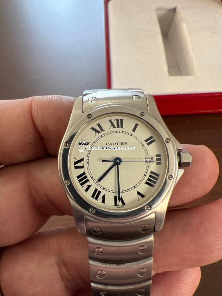 IMG_9081 Cartier Santos Mens watch Unisex Quartz Steel 1561.1 Replica 7