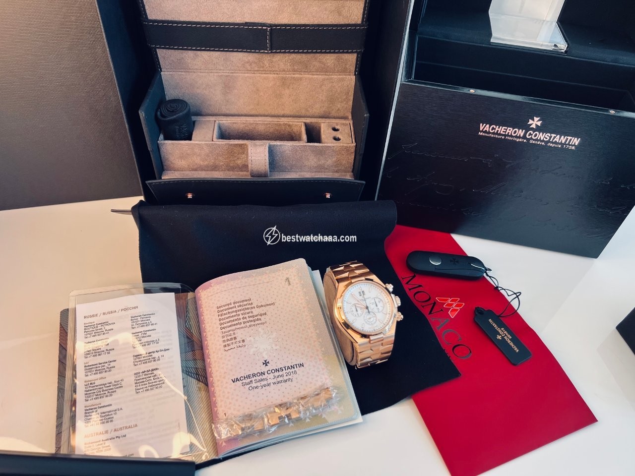 IMG_9081 Vacheron Constantin Overseas Chronograph Mens watch Unisex Automatic Rose gold 49150 B01R-9454 Replica 7