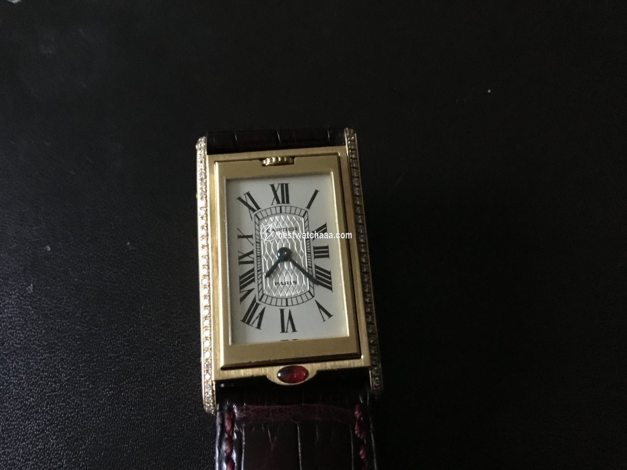 IMG_9081 Cartier Mens watch Unisex Quartz Yellow gold 2480 Replica 7
