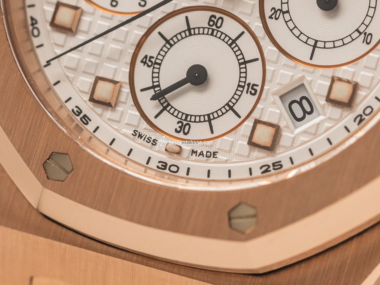 IMG_9081 Audemars Piguet Royal Oak Chronograph Mens watch Unisex Automatic Rose gold 26220OR Replica 7