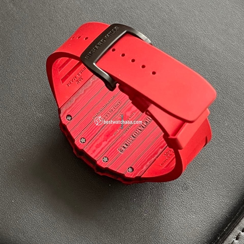 IMG_9081 Richard Mille Mens watch Unisex Automatic Carbon Richard Mille RM 12-01 Tourbillon Red Quartz Tpt Replica 7