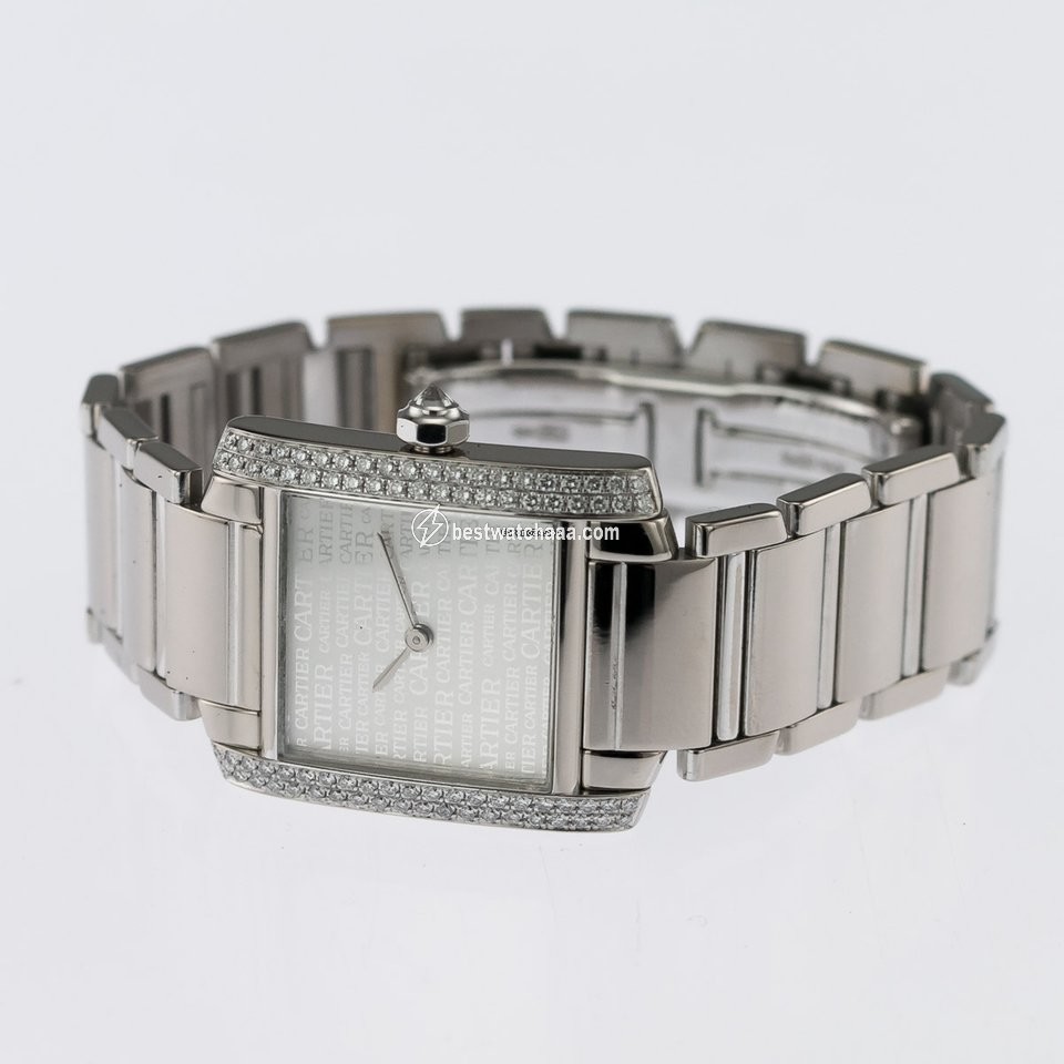 IMG_9081 Cartier Tank Francaise Mens watch Unisex Quartz White gold WE101853 Replica 7