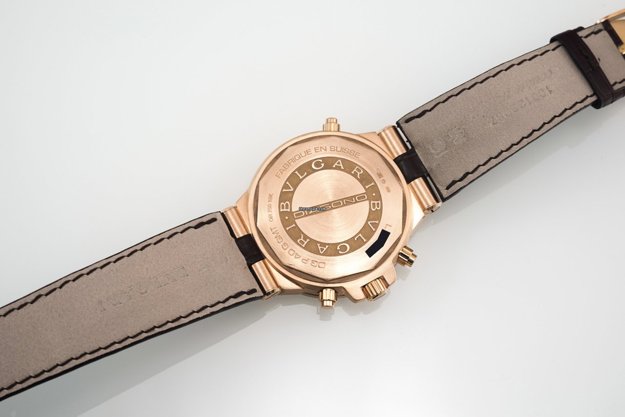 IMG_9081 Bulgari Diagono Mens watch Unisex Automatic Rose gold DGP 40 G GMT Replica 8